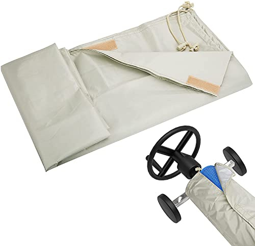 Couverture de Protection Piscine Extérieur, Housse Enrouleur pour Bâche Solaire 490X96CM, Cordon De Serrage pour Piscine Intérieur Extérieur