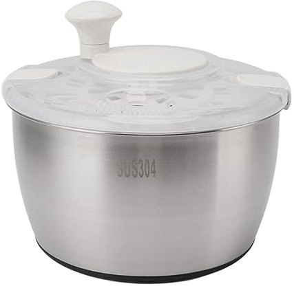 Pyhodi Centrifuga per Insalata Grande con Coperchio, Ciotola e Scolapasta, Asciugatrice Manuale per Frutta e Verdura in Acciaio Inossidabile, Centrifuga per Lattuga, Asciugatrice per