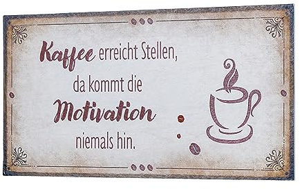 levandeo Wandbild 40x20cm Kaffee Motivation Spruch Wandschild Küche Wanddeko Bild Schild Geschenkidee