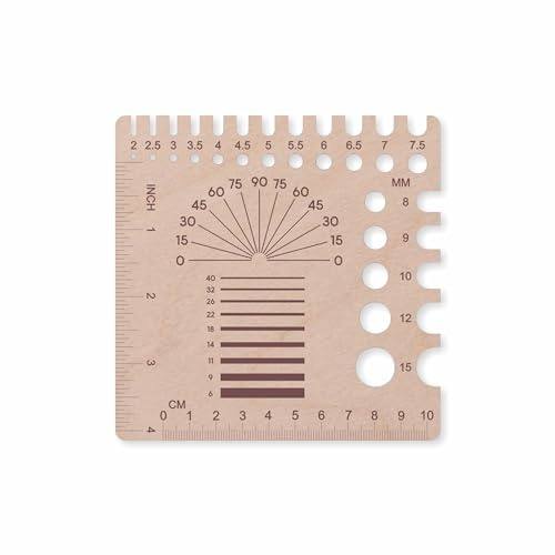 Knitting needle gauge, crochet gauge, ruler, knitting tool, yarn spinner control card