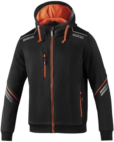 Sparco Felpa da Lavoro Tecnica con Cappuccio Full Zip Colorado. Giacca Leggera Rinforzata Anti-Abrasione, Dettagli Riflettenti e Tasche con Zip.