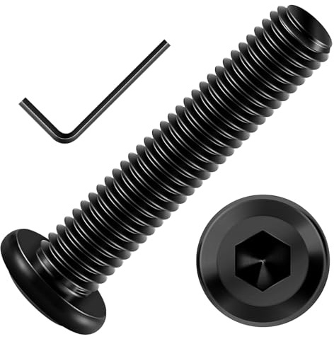 20 Stück M8 x 40 Schrauben, Flachkopfschrauben M8 | Innensechskant Edelstahl A2 V2A Vollgewinde Schwarzes Oxid mit Hex Key