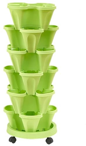 Generic Maceta de fresas apilable vertical para jardín, torre de jardín, maceta de plástico para plantas y hierbas para soporte de jardín, decoración de porche y exterior