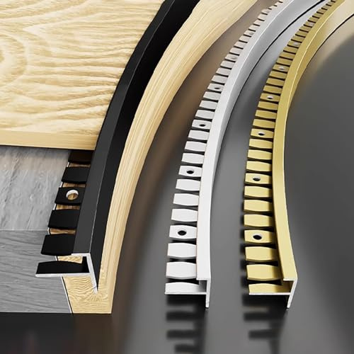 Raouoae Perfil De Borde De Escalera Flexible En F, 135cm, 2 Unidades, Perfil Metálico Para Escalón, Bordes De Laminado, Parquet Y Baldosas, Protección Antideslizante Y Duradero(Champagne,S)