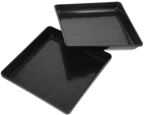 Toddmomy Lot de 4 soucoupes rectangulaires en plastique noir pour pot de fleurs de jardin, plaques de drainage, plateaux, dessous de verre, soucoupes, plateaux d'arrosage pour plantes