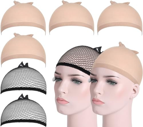 BAVALIN Cappucci per Parrucche - 6 Pezzi Elastico Calotte per parrucche Ultra Sottile per Donna Uomo, Parrucca Traspirante Rete Cap per Capelli Corti Lunghi