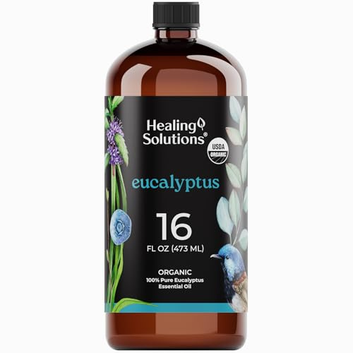 Healing Solutions Organic Eucalyptus Essential Oil 16 Fl Oz – Pure Eucalyptus Oil for Diffusers, Sprays, and Candle Making