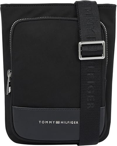 Tommy Hilfiger Bolso bandolera Hombre Business Nylon Mini Crossover elegante, Negro (Black), Talla Única