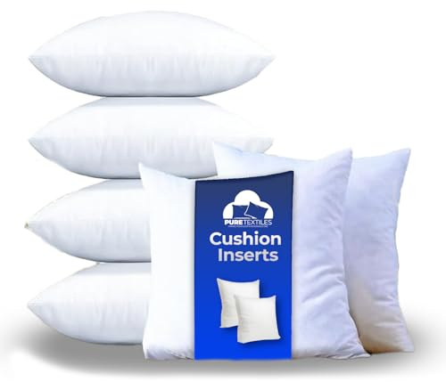 PURE TEXTILES Cushion inserts 45cm x 45cm– Pack of 6, 18x18 Cushion insert | Decorative Square Cushion Inserts Stuffer for Sofa Couch Cushions – Hollow fiber Cushion Filler