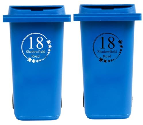 Custom Floral Wheelie Bin Stickers | Bin Stickers | 12 Colours | 2 Sizes | 3-5 Years Outdoor Use | Personalised 0010 (Large | 4 Pack)
