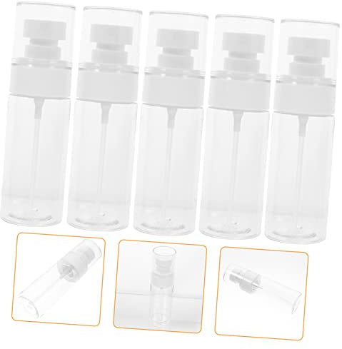 Gogogmee 5 Stück Kleine Wiederbefüllbare Sprühflaschen 60ml aus Kunststoff Transparent Feiner Nebel Reise Sprühflaschen für Gesichtswasser Haarspray Kompakte Reisebehälter für Kosmetik