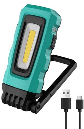KOOLITE Lámpara de inspección LED de 4 vías, 2600 mAh, 800 lm, luz de trabajo recargable, linterna súper brillante con soporte magnético de 180° y clip de metal, luz de trabajo portátil impermeable