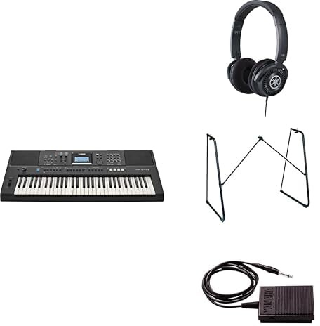 Yamaha Clavier numérique portable polyvalent PSR-E473 livré avec un casque HPH-150, un support de clavier L-2C et une pédale de sustain
