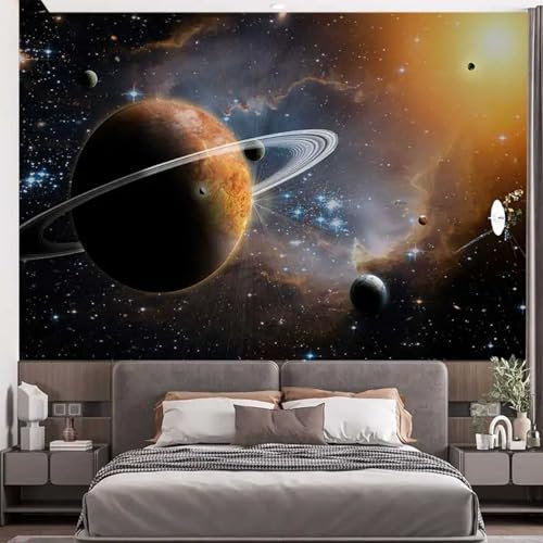 Kitquiver 3D Kosmischer Planet Tapete 3D Effekt 3D Sternenhimmel Landschaft 3D Tapete Selbstklebende Wandbild Decke Dekoration Aufkleber Wandkunst 400x280cm