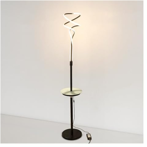 Lampadaire avec table Lampadaire moderne avec Table, lampe de lecture sur pied avec Port USB, lampadaire de salon for salons, chambres à coucher, bureau Lampadaire avec table d'appoint(Noir)