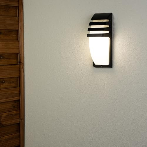 Lumiled Außenwandleuchte Modern 230V E27 Wandlampe Außenlampe Wandleuchte Aluminium Kunstoff(PC) Schwarz IP54 Wasserdicht Outdoor Außen Garten Gartenlampe