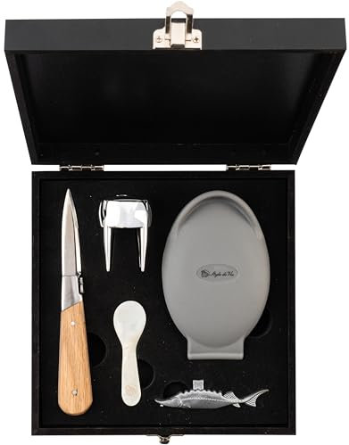 Laguiole Style de Vie Austernmesser, Kaviar set mit Champagneröffner, The Exclusive Edition, 5-telige set