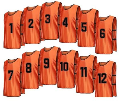 SerendipitousWhisper 12 Stück Fußball Trainingsweste Training Atmungsaktives Sports Mesh Bibs für Herren Damen,Markierungshemd-Trainingsleibchen für Fußball Basketball Baseball Training (1-12 Zahlen)