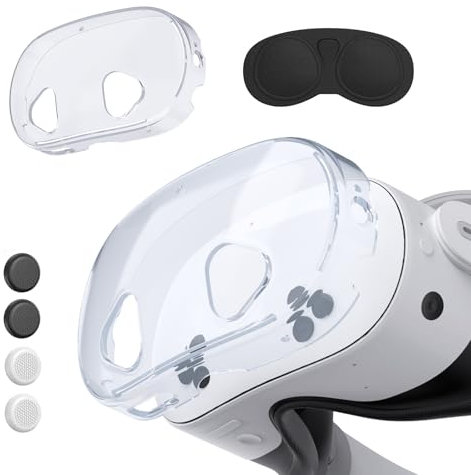 Protective Case for Meta Quest 3S,VR Accessories for Meta Quest 3S, Replacement Kit for Meta Quest 3S, Compatible with Meta Quest 3S Headset Transparent TPU Case with Rocker Caps and Dust Cover Set
