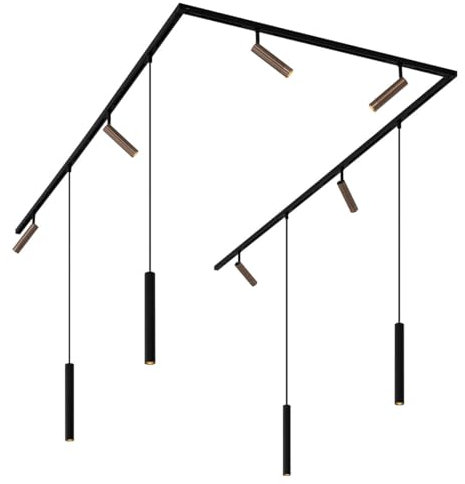 QAZQA - Modern Modernes Schienensystem Komplettset I Spotlight I Deckenspot I Deckenstrahler I Strahler mit 6 Spot I Spotlight I Deckenspot I Deckenstrahler I Strahler I Lampe I Leuchten und 4 Pendell