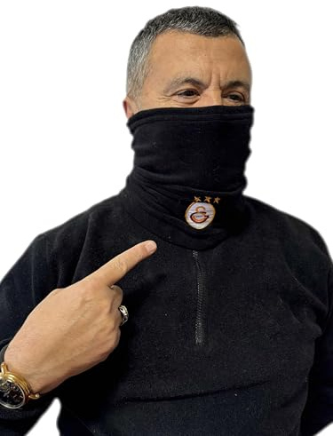 Gök-Türk Halsgamasche Multifunktionstuch Galatasaray GS schwarz aus Fleece - Halswärmer Halsgamaschen Halsschlauch Skimaske für Laufen Skifahren Radfahren