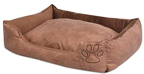 ShGaxin Hundebett mit Kissen Kunstleder Beige S Beige Hundebett Katzenbett