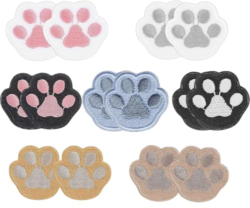 14 Paar Katzenpfoten-Muster-Patches, Reparaturs-Patches, Stickerei-Patches, Dekorations-Patches, DIY-Nähzubehör; geeignet für Kleidung