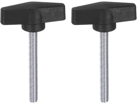 QUARKZMAN 2 piezass de ala en forma de T M8 x 60mm Macho Métrico Tornillo Roscado 55mm Cabeza en T Perillas de Plástico Manijas Tornillos de Pulgar Apretar Perilla de Sujeción, Negro