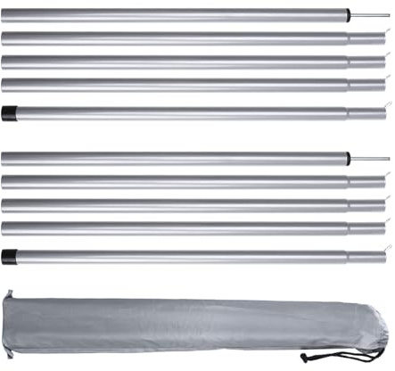 NAKIHOUSE 2 Stück Zeltstangen mit Aufbewahrungstasche, Aluminium Zeltstange Teleskopstange für Tarp, Zelt, Sonnensegel, Camping, verstellbar von 40cm-200cm