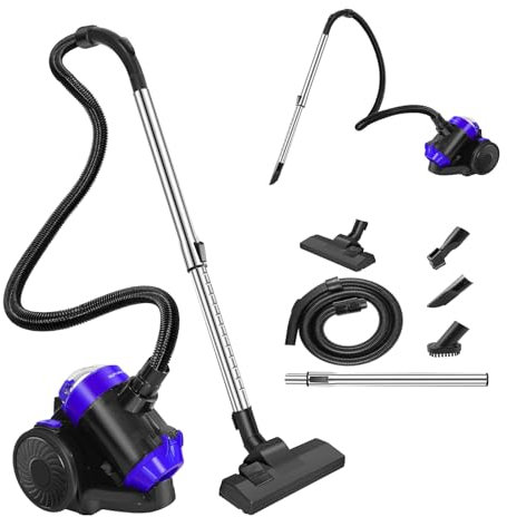 AUTOFU Aspirateur cylindrique sans Sac | 1000W | Réservoir à poussière 1,5L | 4 Embouts | Cordon de 4m avec Fonction d'enroulement Automatique | Tuyau Flexible de 1,76m | Outils de brossage Inclus