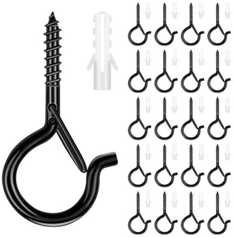Debbery 20Pcs Q Hanger Hooks, Wall Mounted Ceiling Hook with Safety Buckle Design, Used to Hang Flower Baskets, Wind Chimes, Keys, Light Strings and Other Items, Suitable for Indoor and Outdoor Use