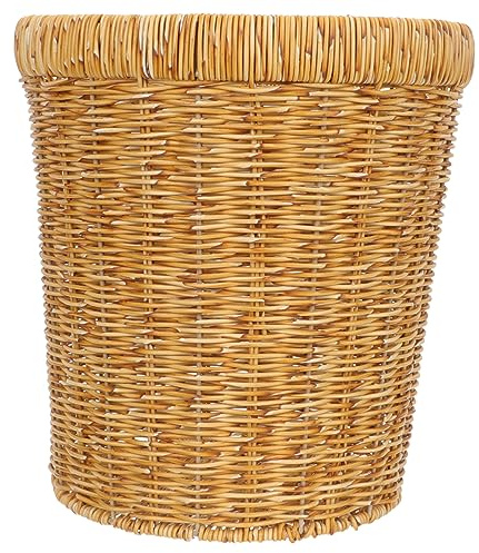 Gatuida Cesta de Plástico Tejida Redonda Estilo Ratán para Basura | Versátil, Resistente al Desgaste, para Salón y Habitación Infantil, Aspecto Creativo y Elegante