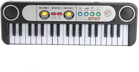 SUNGOOYUE Elektriskt Digitalt Pianotangent med Mikrofon, Barnleksak, 37 Svarta och Vita Nycklar, Utveckla Hjärnmedvetenhet, Batteridriven, Bekvämt för Inomhus och Utomhusspel