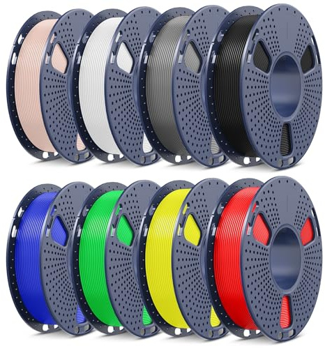 SUNLU Filamento ABS ad alta velocità a 8 colori, rapido 350 mm/s, filamento per stampante 3D, 1,75 mm, resistenza al calore, stampa rapida, 250 spool, confezione da 8 (nero+bianco+grigio+beige+rosso+