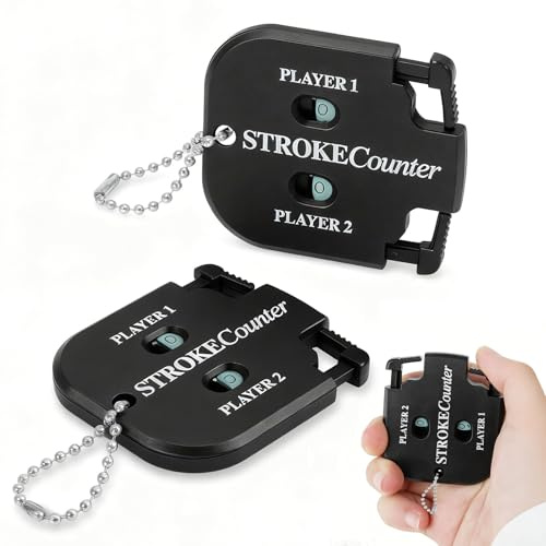 DHinkyoung Clicker Counters, Mini Golf Stroke Counter with Dial Reset Tool Key Chain, Golf Shot Score Counter for Outdoor Sport Scoreboard Games Golf Accessories (Plastic, 2 Pcs)