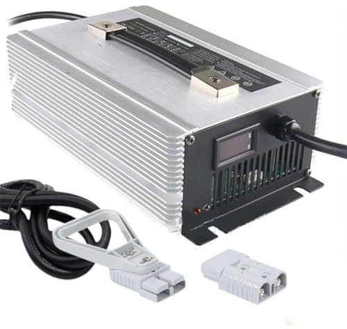 WLEJSL Chargeur de Batterie Rapide 12 V/24 V/36 V/48 V/60 V/72 V pour Transpalette Électrique Automatique et Chariot Élévateur, avec Écran LCD et Protections Multiples,12v 50a