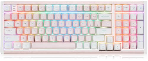 Hexgears I4 Clavier mécanique avec pavé numérique Kailh - Interrupteur tactile Kailh - Rétroéclairage RVB - Touches PBT - remplaçable à chaud - Pour Windows/Mac OS (rose/blanc)