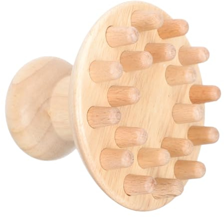 Massagekamm für Kopf 1 Stück aus Buchenholz mit Holzgriff | Kreativer Kopfkamm, Natürliche Form, für Unterwegs und Draußen, Kompakt und Angenehm in Hand