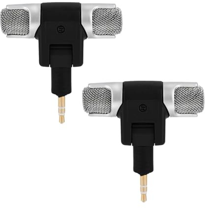 HERCHR Mini microfono stereo da 3,5 mm microfono portatile mini microfono portatile strumento vocale microfono stereo da 3,5 mm per laptop notebook PC MD fotocamera
