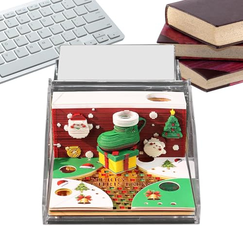 Calendario artístico – Organizador de bloc de notas, calendario de Navidad 3D para rasgar con tapa, diseño fácil de desprender, función de planificación funcional, herramienta de papelería para planni