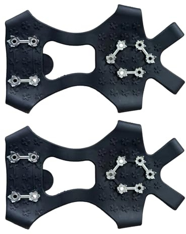 Grampones De Nieve | 10 Púas Antideslizantes De Tracción | Grampones De Tracción para Botas,para Trabajo Exterior Invierno Desplazamientos Caminata Escalada Montañismo Mañana