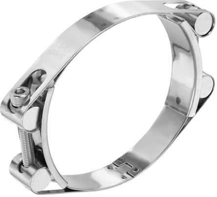 sourcing map T-Bolt Hose Clamp 110-120mm (4.3-4.7) 304 Stainless Steel Double Head Adjustable Intake Radiator Tube Clamps for Automotive Plumbing Industrial Intercooler Pipe