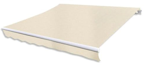 Store à bras articulé à main 300 cm blanc crème avec cadre en aluminium et revêtement PU pour terrasse et jardin – Protection solaire, auvent imperméable et résistant aux UV