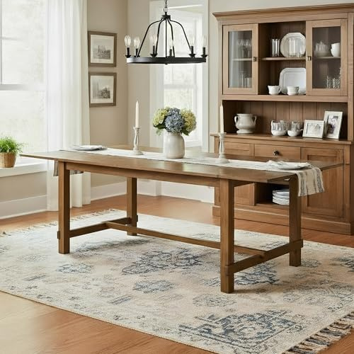 chairus Extendable Dining Table 59-94.5 Dining Room Table for 4-10 People Solid Wood Expandable Tables for Dining Room Kitchen Living Room, Walnut