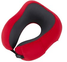 Samsonite TA Revolution – Coussin Cervical Ergonomique en Mousse à Mémoire, Coussin de Voyage pour Avion, Voiture & Voyages, Rouge