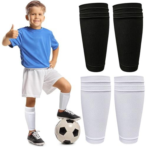 NiceNaiils 2 Paar schienbeinschoner halter, Fußball Schienbeinschoner Socken, Anti-Rutsch Ärmel Schienbeinschonerhalter Stutzenhalter Fußball Socken für Kinder Erwachsene Anfänger