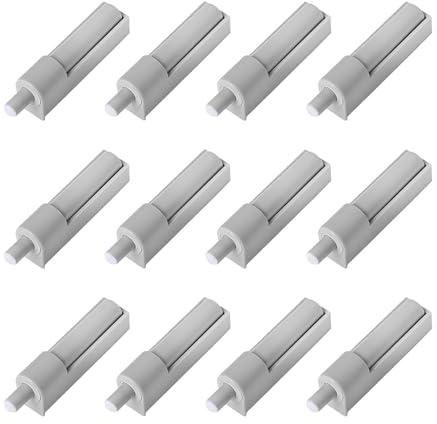 Soft Close Door Dampers – 12 Pcs Cabinet Door Dampers with Rubber Tip – Adjustable Push Buffer for Kitchen Cabinets, Wardrobes & Furniture – Not Included Screws, Grey