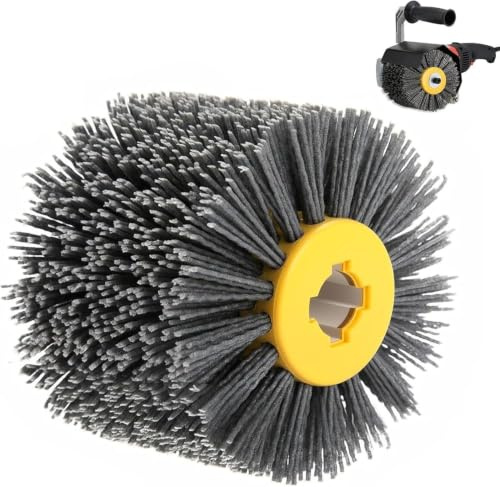 Dexpally Spazzola in Nylon Grana 80, Spazzola Abrasiva per Legno, Spazzola Lucidante per Lavorazione Del Legno per Satinatrice, Ruota Trafilatrice per Metallo