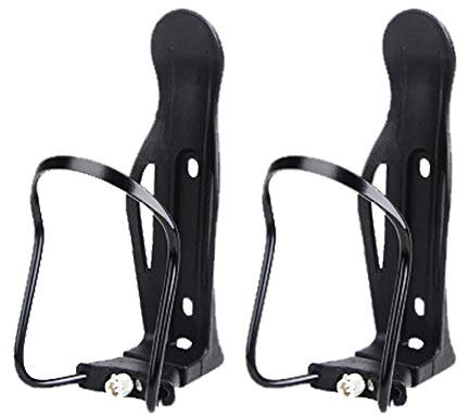 Icecode Bicycle Water Bottle Cage, 2 PCS Bike Water Bottle Frame Holder Adjustable Size Aluminum Shelf (Black)
