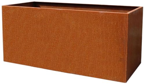 VIVANNO Bac à Plantes Jardinière en Acier corten métal Angulaire Maxi, Brun Rouille (100x45x45 cm)